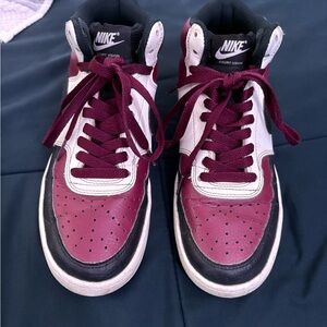 Nike Court Vision Sneakers - Burgundy and White